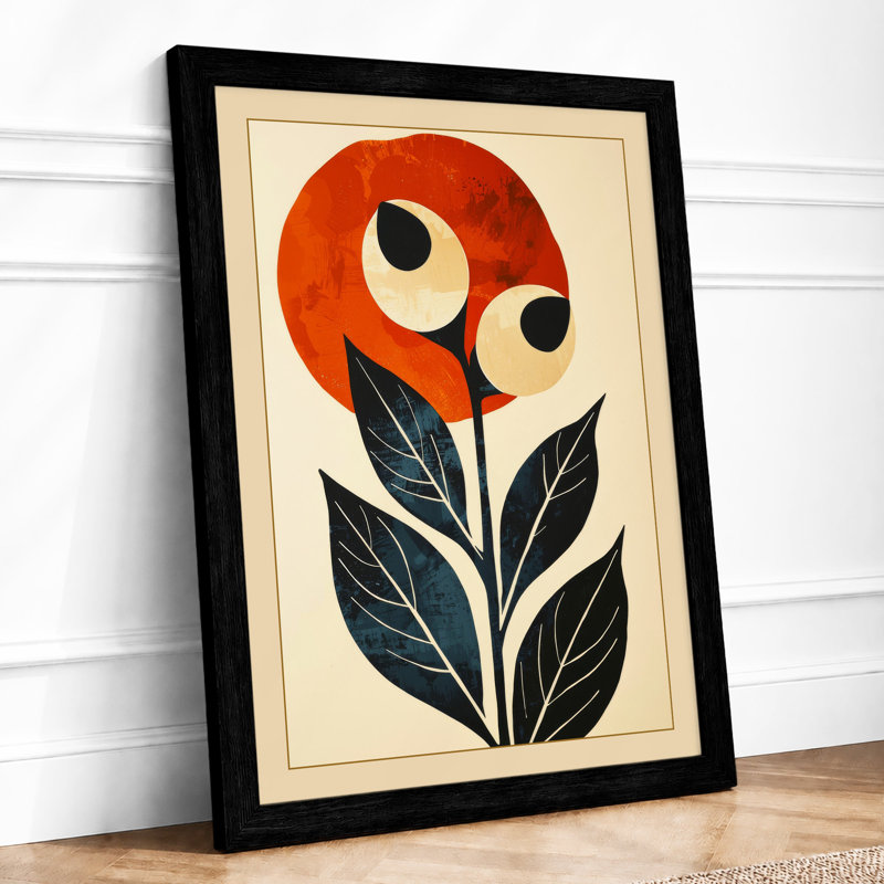 Whimsy Bloom Botanical - Framed Print, A4 - 29.7 x 21.0 cm, Black