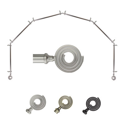 Adjustable 0.81" Bay Window Single Curtain Rod