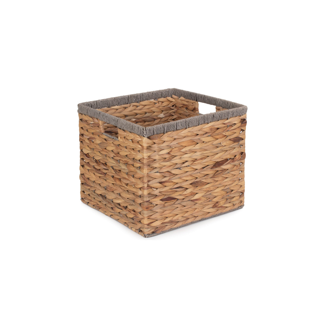 Wicker Storage Basket with Grey Rope border