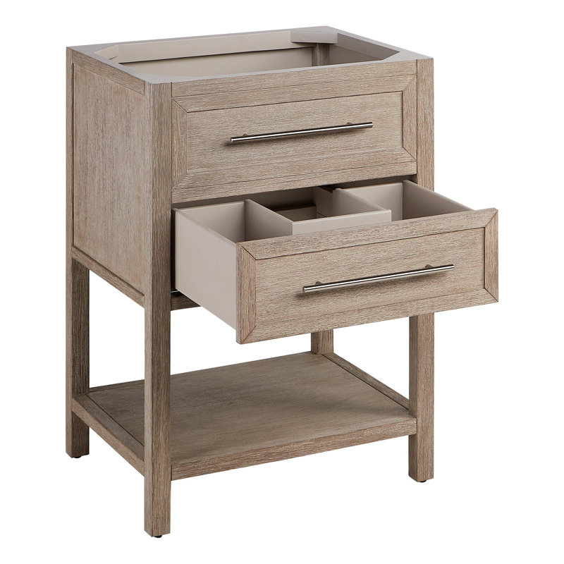 24" Robertson Single Bathroom Vanity Set with Rectangular Undermount Sink, 8" Widespread, Black, Feathered White Quartz