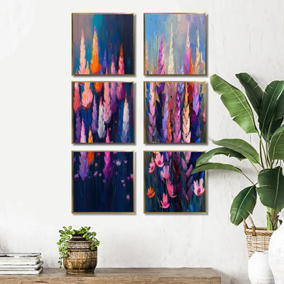 Kittie - Ensemble de 6 impressions sur toile de cactus floraux