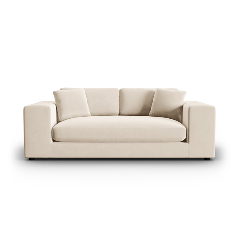 Micadoni Home 3 Seater Velvet Sofa, Light Beige