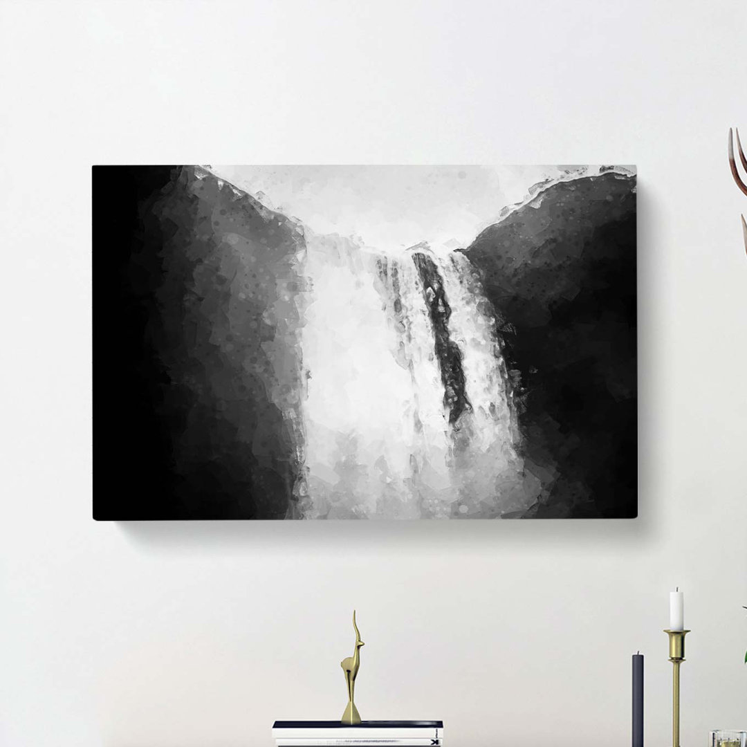 Skogafoss Waterfall Iceland In Abstract - Wrapped Canvas