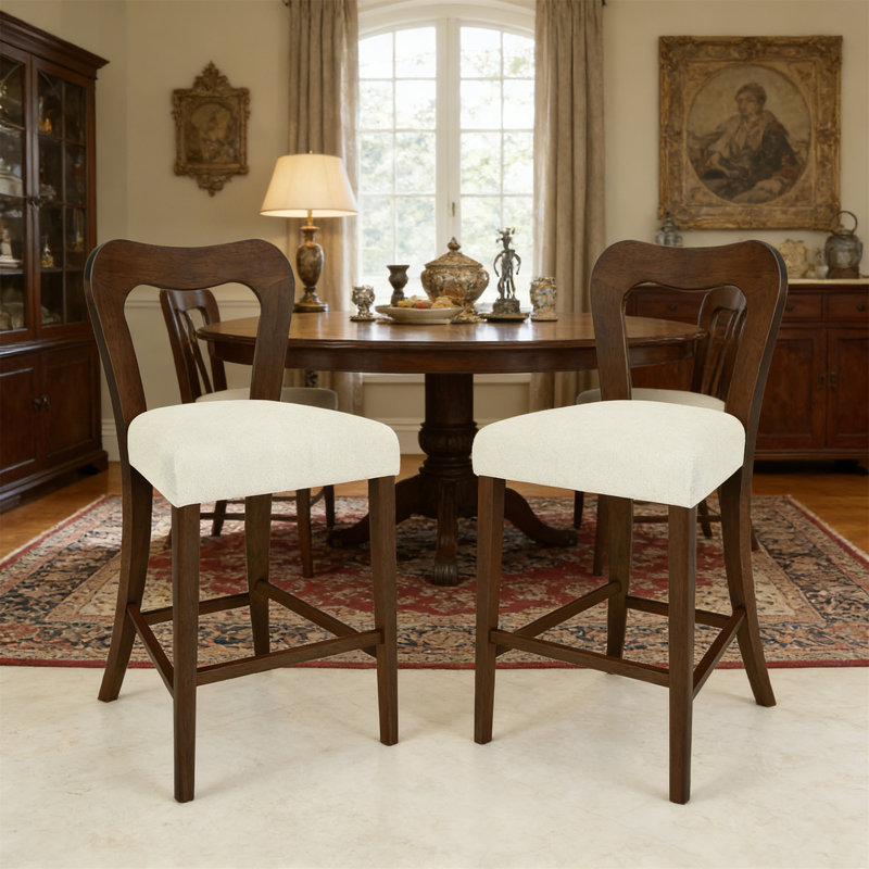 Counter Stool Without Arm Set Of 2, Walnut