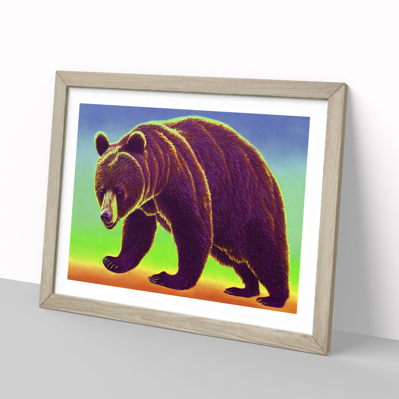 Favourable Bear - Single Picture Frame Print, 46cm H x 64cm W x 2cm D, Oak Framed