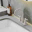 Robinet de lavabo de salle de bain central à 4 poignées en nickel brossé Fineline-107545220