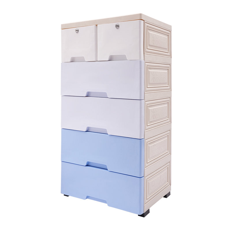 Regnold 6 Drawer Storage Drawer Lockable, Blue