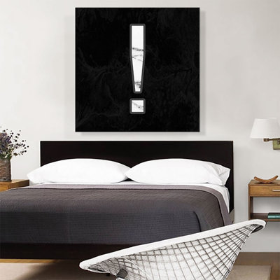 " Classy Black White Marble Alphabet Exclamation Point Mark Sign "