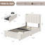 Lit plateforme simple tapissier simple TG avec tête de lit ondulée - Bibliothèque de rangement - 2 tiroirs - Aucun sommier nécessaire - Solution pour chambre à coucher blanche-1133066461-1133066463