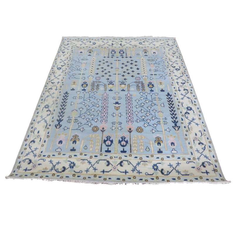 8 x 10 Hand Knotted Light Blue Modern Oushak Oriental Rug G14445