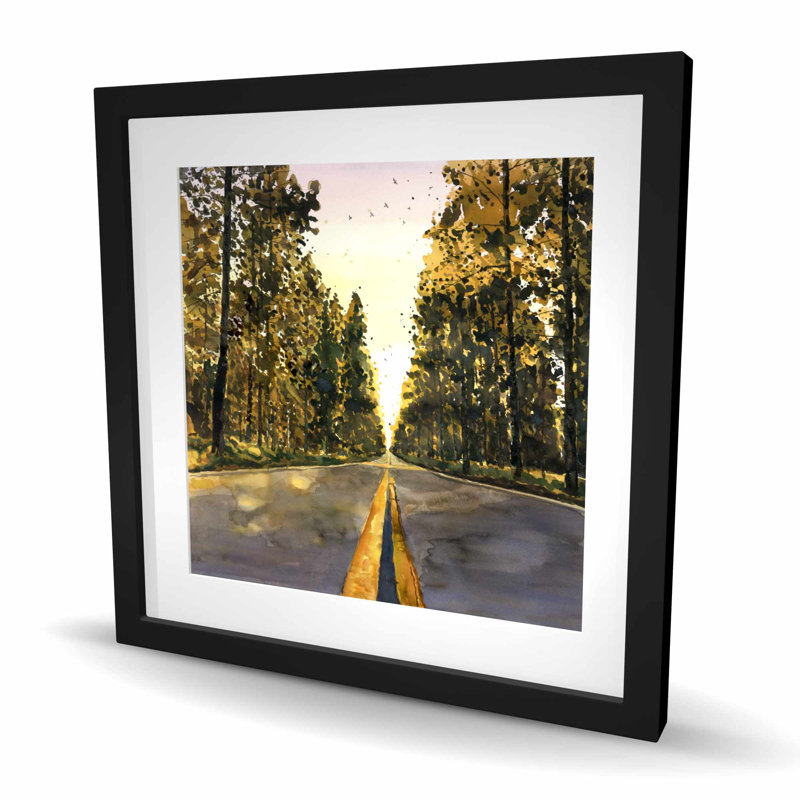 Long Road - illustrative paysages, reproduction encadrée, H 24 po x l 24 po, Noir