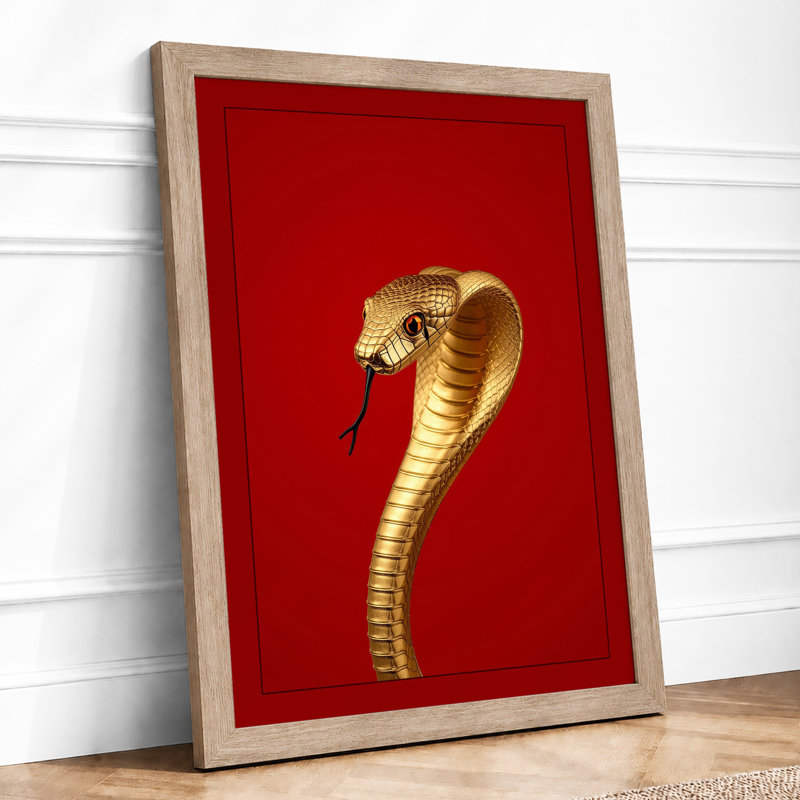 Cobra In Crimson Modern - Print, Oak, A4 - 29.7 x 21.0 cm