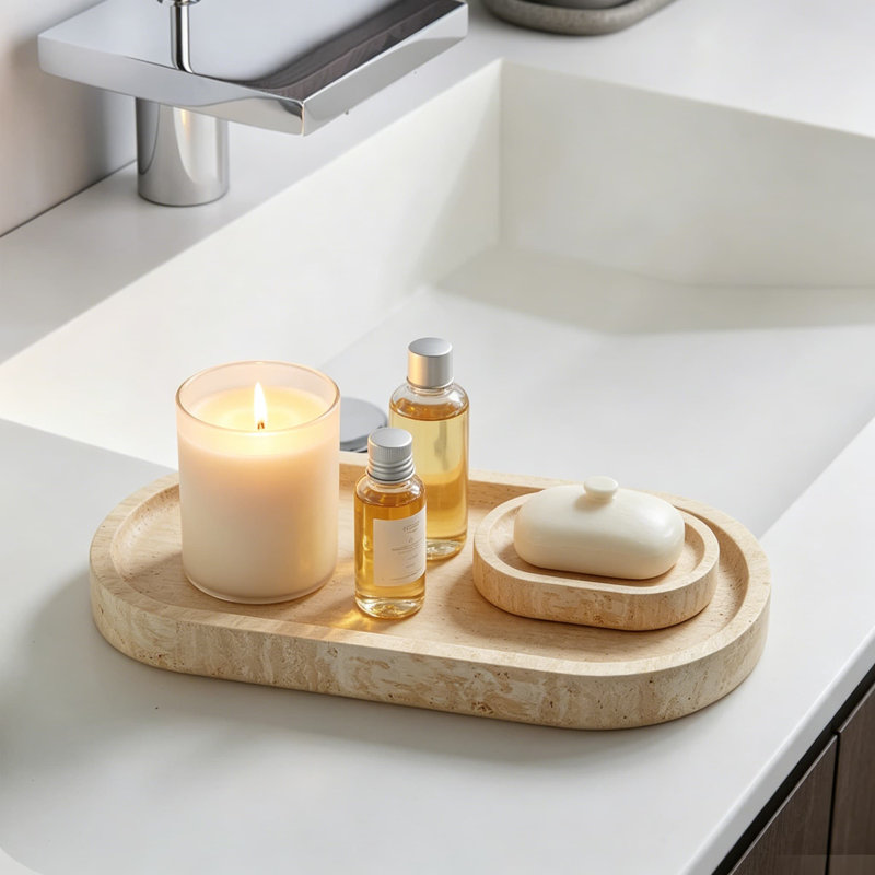 Plateau de meuble-lavabo en marbre Natural Travertine 11,8 x 5 po