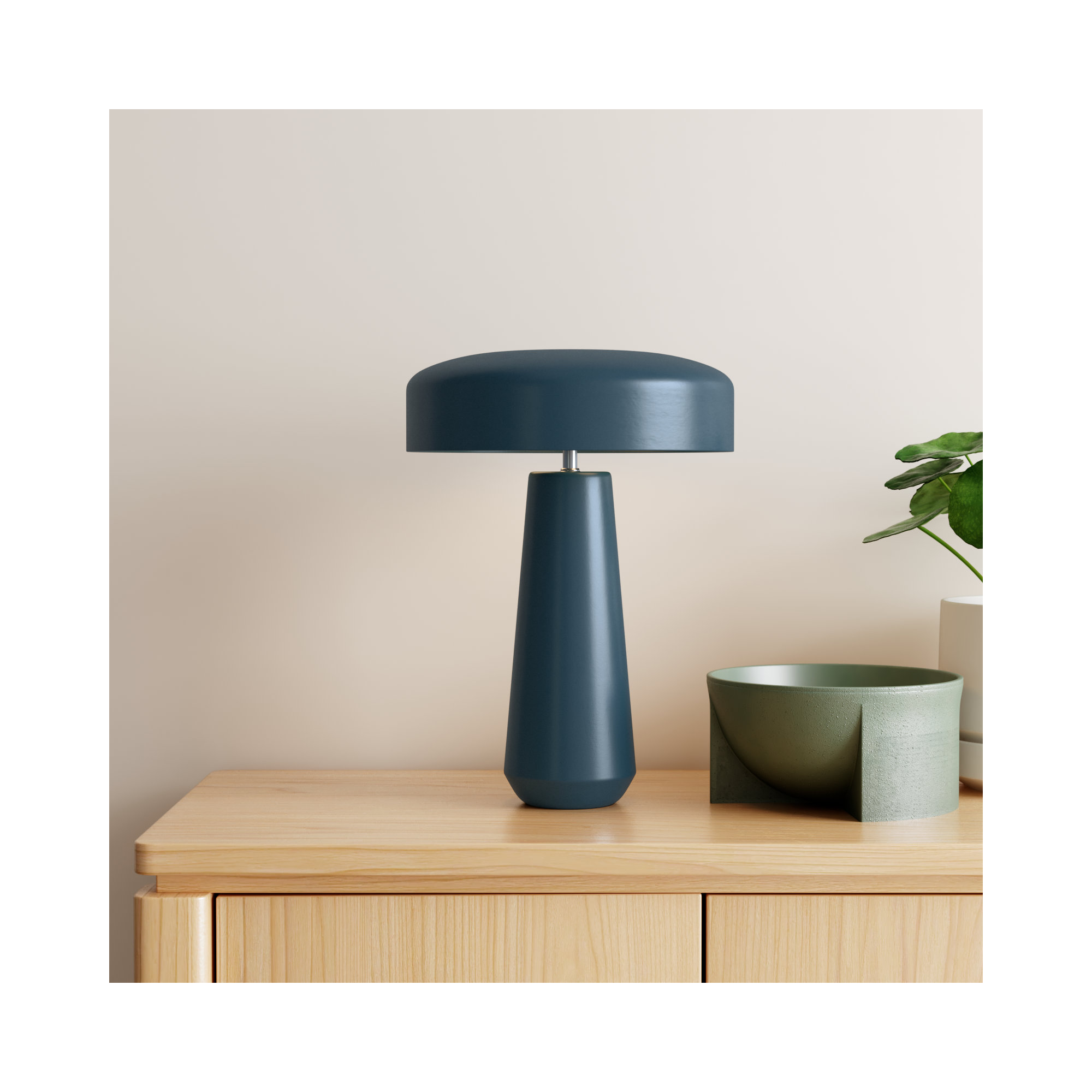 Percy Ceramic Table Lamp, Pewter Green