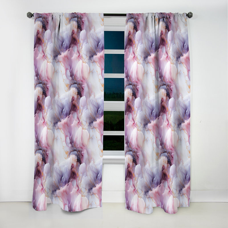 Enchanted Light Marble Mist - rideau occultant en marbre marbré abstrait - 1 panneaux, L 52 po x L 90 po