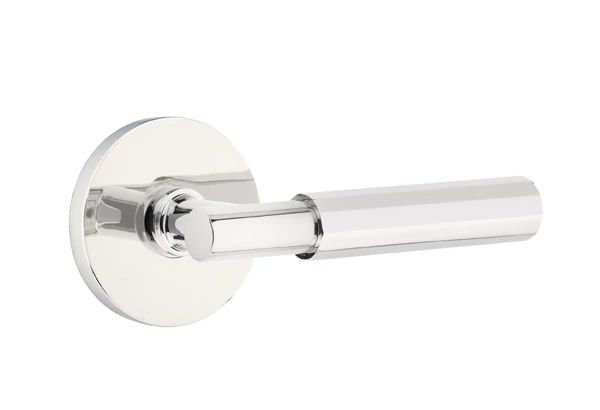 Mortaise intérieure Emtek Select Passage avec rosette à disque et tige en T, levier à facettes, Chrome poli, Oui