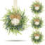 4 mini couronnes de bleuets artificiels à suspendre, style champêtre, pour la cuisine, les armoires, les portes d'entrée, les armoires, les murs, les fenêtres, les mariages et la décoration intérieure. Couronne rustique en cèdre et verdure avec nœud en toile de jute.