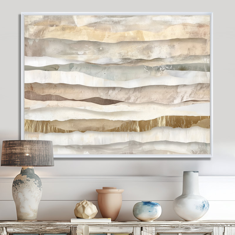 Abstract Wave Wall Art, Ocean Canvas Decor, Celtsy, H 30 po x l 40 po, Cadre flottant blanc
