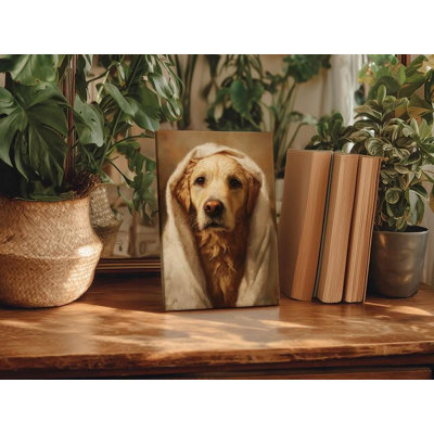 Art sur toile Golden Retriever: Portrait de chien humoristique de style victorien