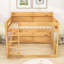 Lit superposé en bois avec tablettes de rangement intégrées et ports de chargement USB, échelle-842560508