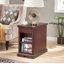Saldana Solid Wood Top End Table with Storage and Built-In Outlets-1997811101