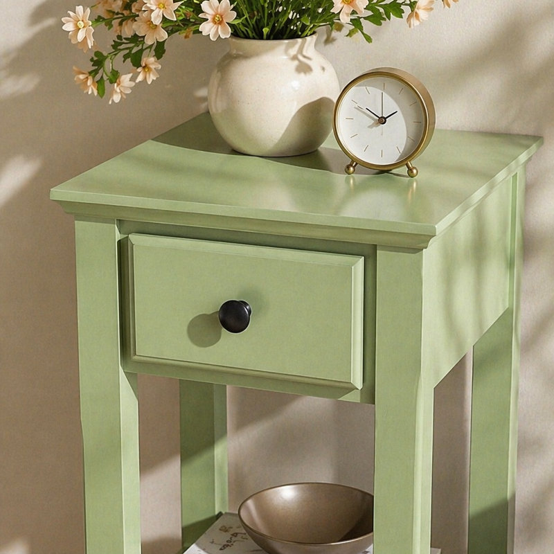 Table d'appoint vert clair avec tablette inférieure