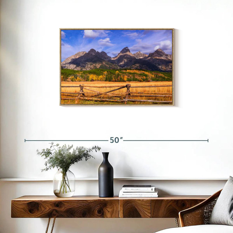 Paysage de Grand Teton, Cadre flottant en bois naturel, 31 po x 21 po