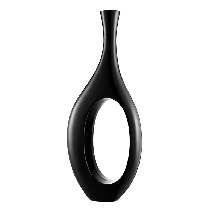 Vase de plancher en résine Hajari, H 34 po x l 13 po x P 5 po, Noir