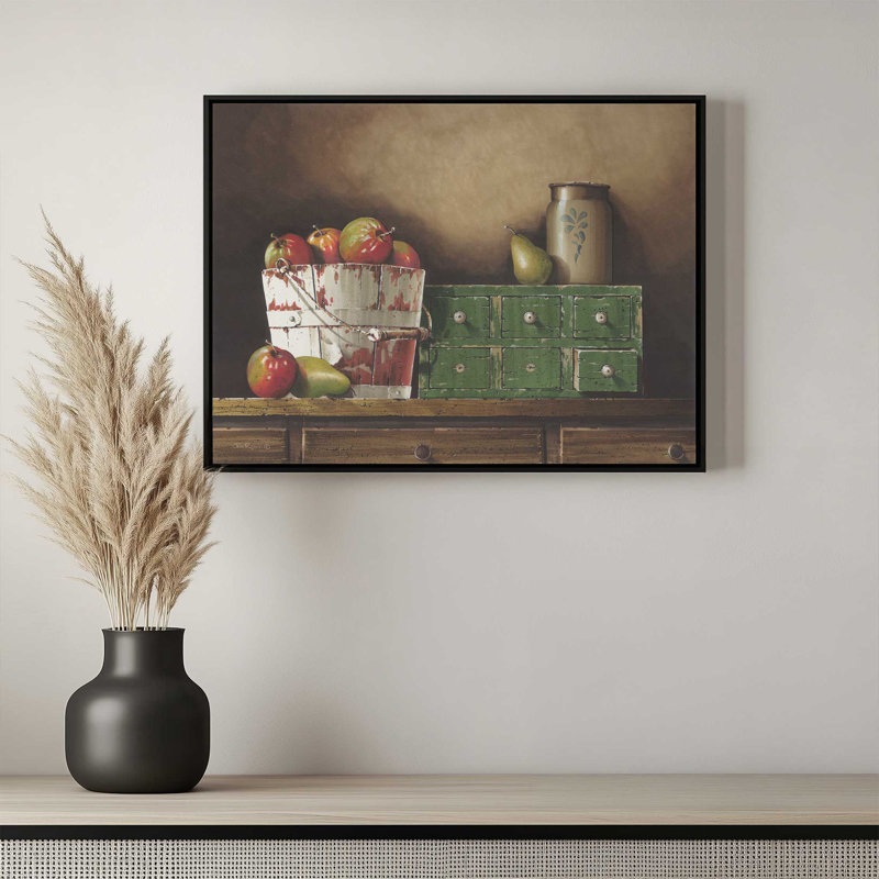 «Apples & Pears» par John Rossini, reproduction d'art, L 40 x H 30, Blanc, Toile avec cadre