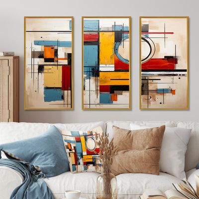 Geometric Colorful Atmosphere - Geometric Canvas Art Set