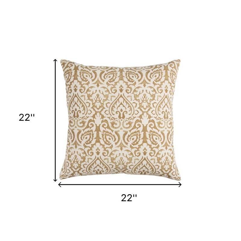 Coussin décoratif en coton 22 po or et blanc, Or