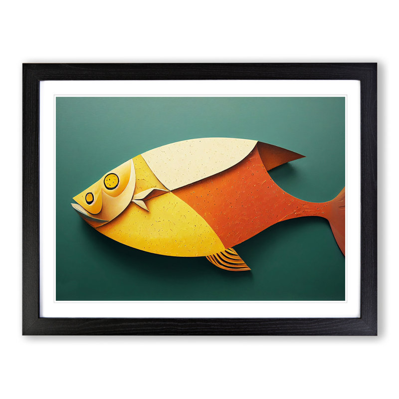 XH1022-6607X Fish Vol.4 - Single Picture Frame Painting, 46cm H x 64cm W x 2cm D, Black