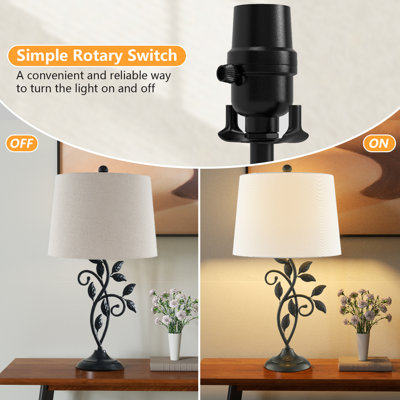 Grinstead 27"  Tradition Unique Leaf Design Metal Table Lamp with 3-Way Dimmable Lightingand Oatmeal Shade