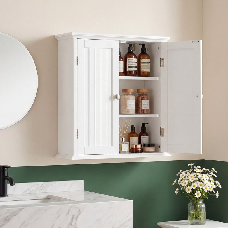 Bathroom/Kitchen Wall Cabinet With 2 Doors, 3 layer Medicine Wall Cabinet For Living Room, Space Saver Storage Cabinet