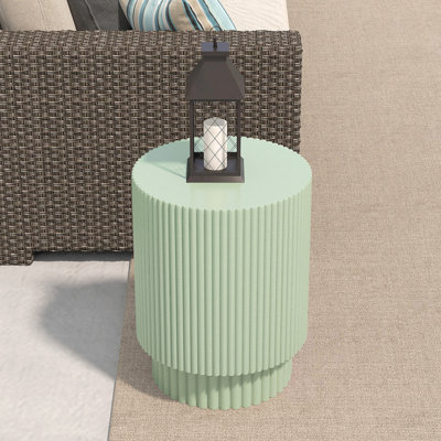 Table basse cylindrique en forme de H 19,9 pouces, style nordique, conception simple, adaptée à une utilisation intérieure et extérieure, faite d'oxyde de magnésium, convient au salon, à la chambre à coucher ou au canapé de jardin