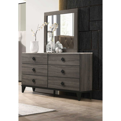 Commode double 6 tiroirs avec miroir Dobbins