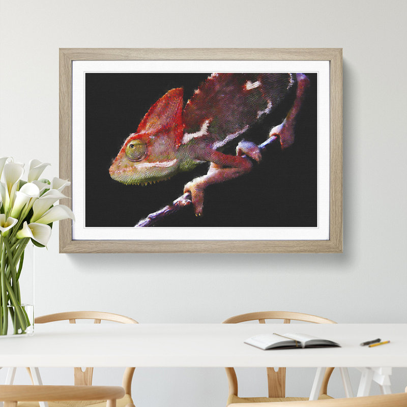 Chameleon Lizard Vol.2 - Framed Print, 27cm H x 36cm W x 2cm D, Oak Framed
