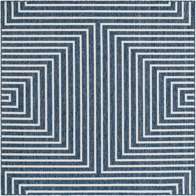 Tapis bleu contemporain Odawa