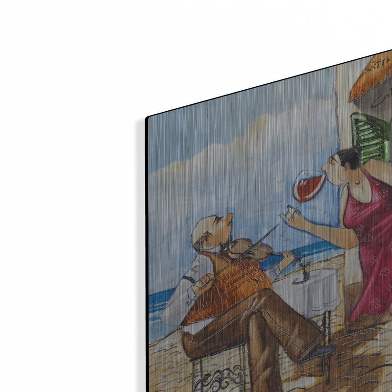 Art mural en métal Red Barrel Studio «Wine & Music» par Ronald West, H 12 po x l 12 po