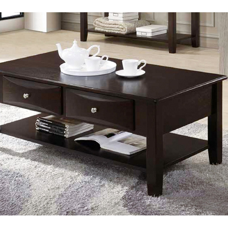 Table basse à deux tiroirs en brun