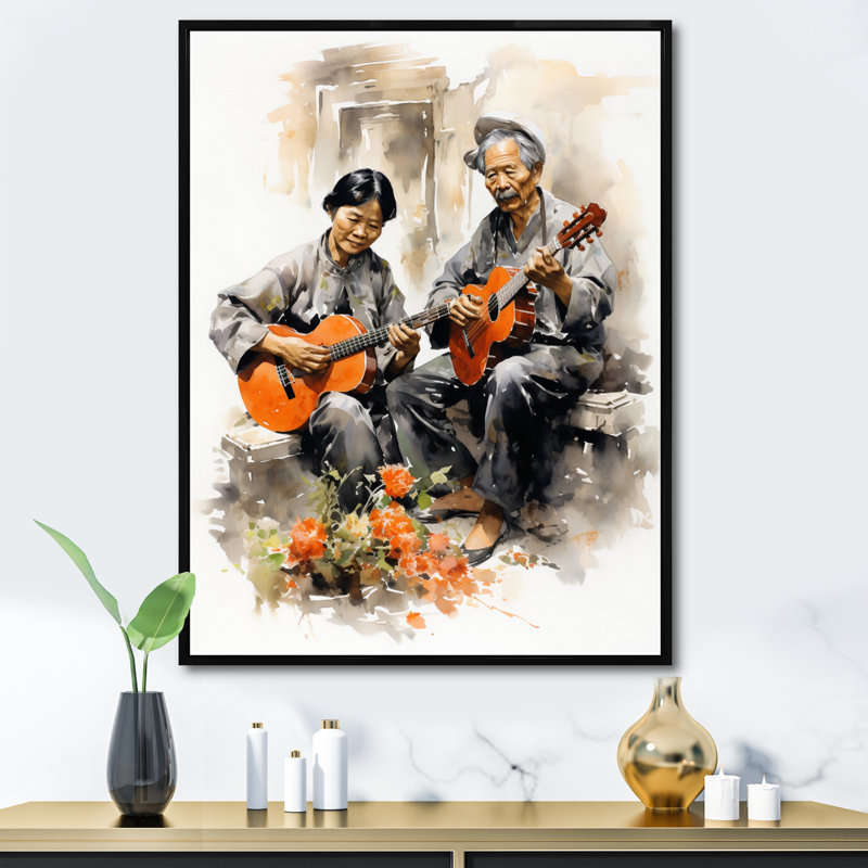 Vietnamese Street Performers - impression, H 32 po x l 16 po x P 1 po, Cadre flottant noir