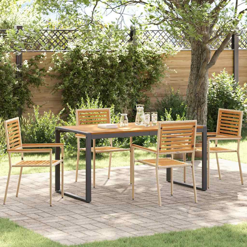 4 - Person Patio Dining Set with Rectangular Table, Beige