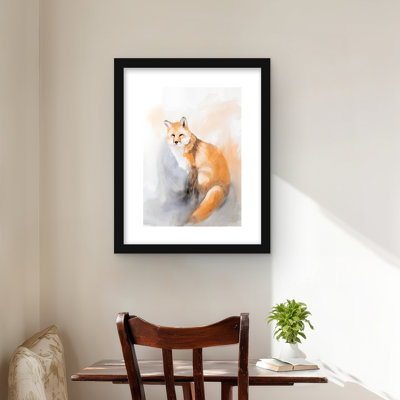 Renard aquarelle - décor de chambre orange mat