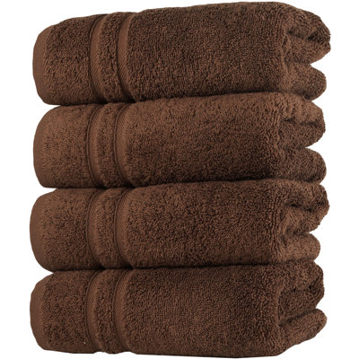 Brown Hand Towels 4 Pack Turkish Cotton Premium Quality Soft and Absorbent Small Towels for Bathroom