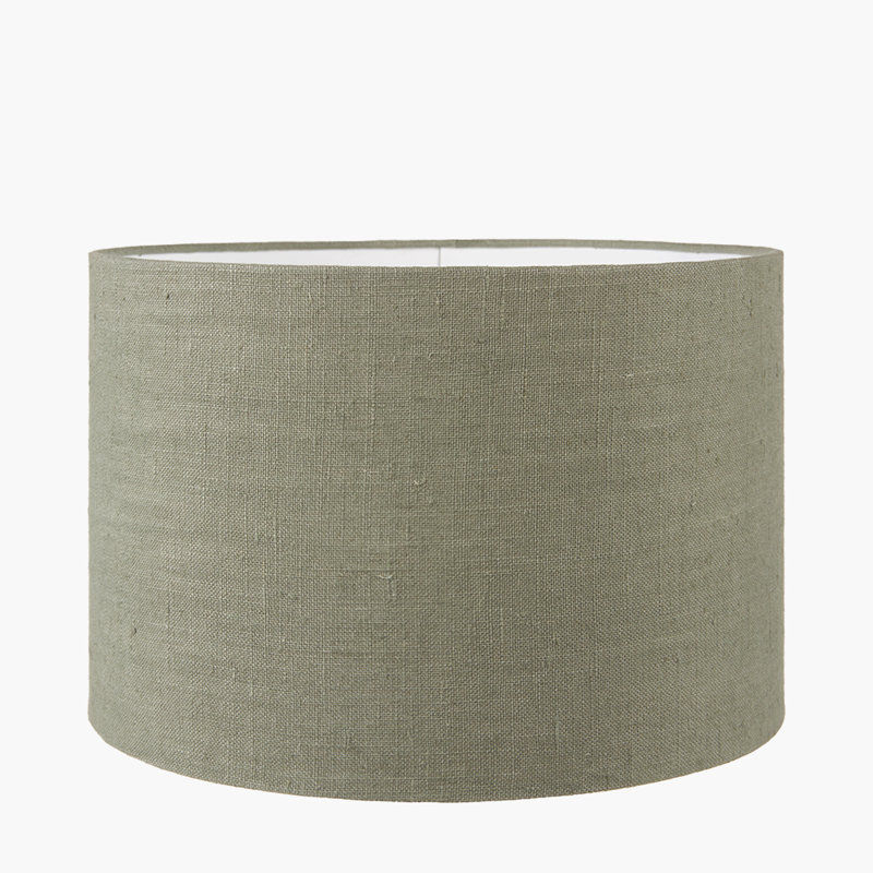 Hinderich Linen Drum Lamp Shade ( Uno ), Pine Green, 20cm H x 30cm W x 30cm D
