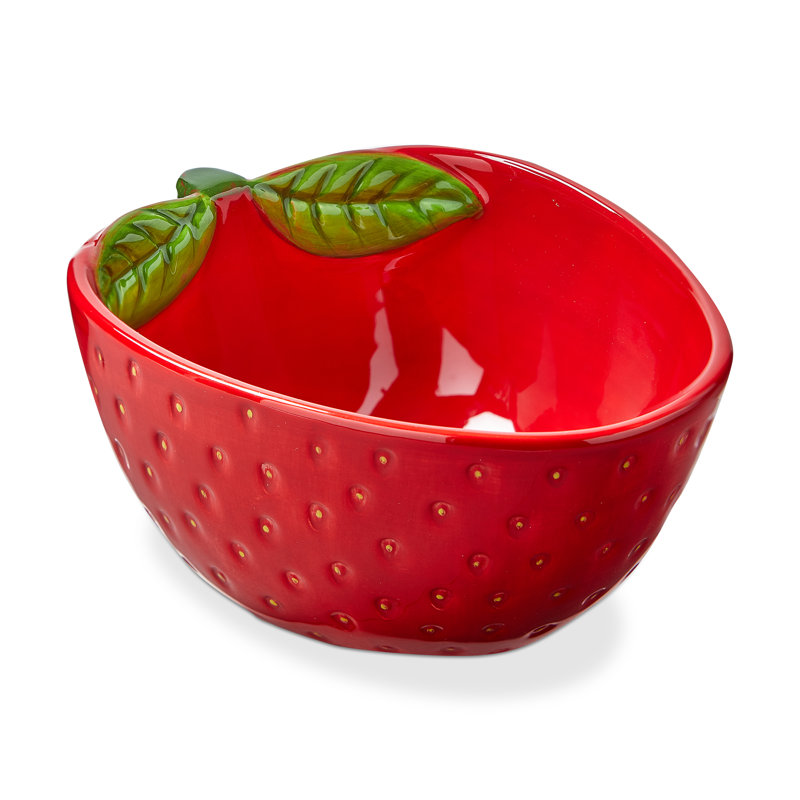 Strawberry Snack Bowl Red Multi Earthenware Everyday 26 Oz