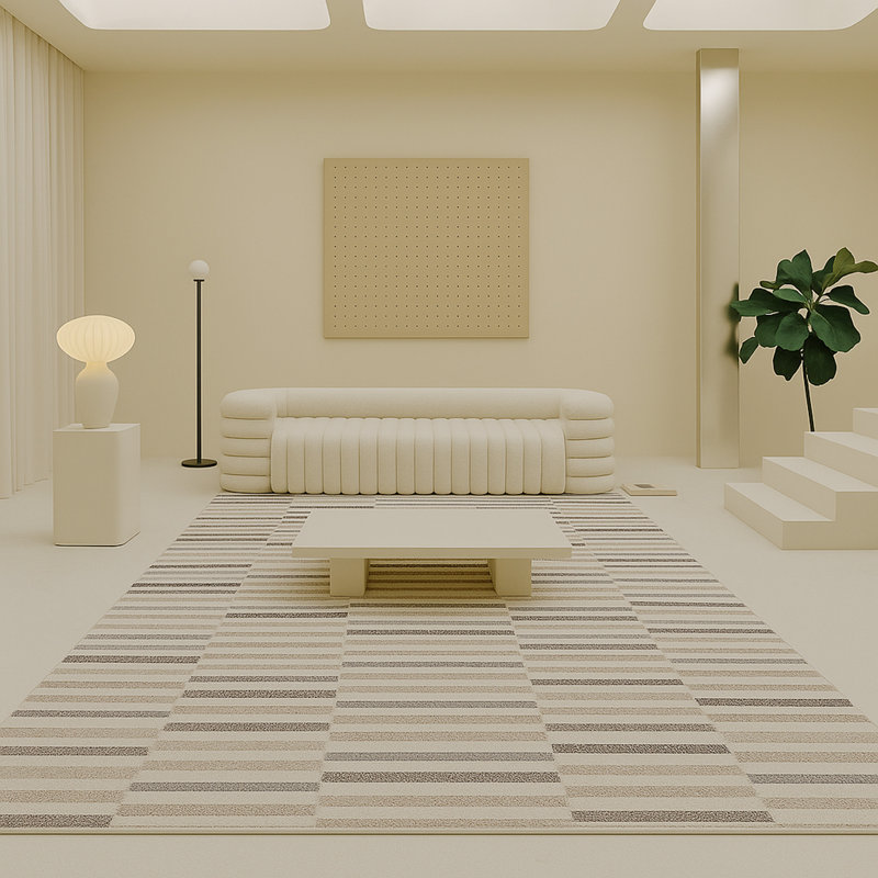 Tapis intérieur moderne, gris crème., Rectangle 7 pi 10 po x 10 pi 10 po