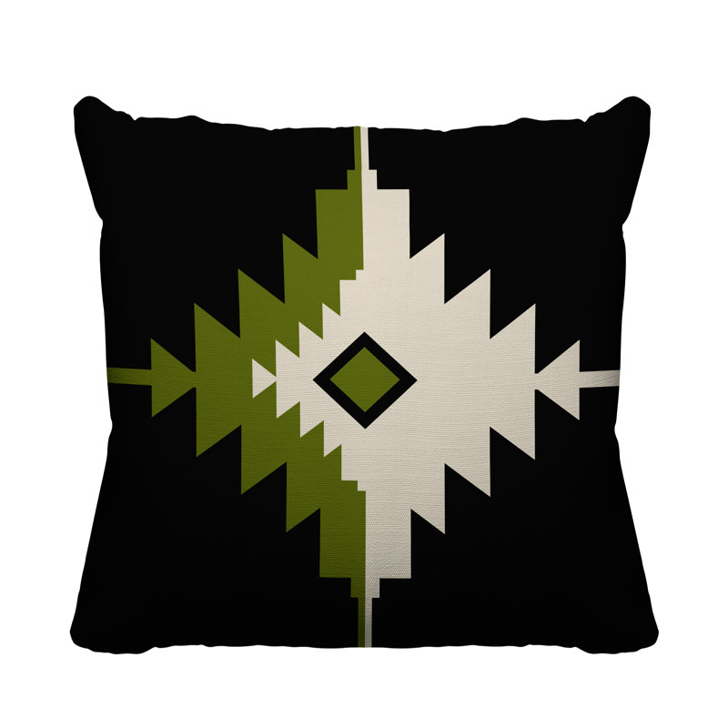 Coussin décoratif intérieur / extérieur Askii Southwestern, L 19 po x H 19 po, Chartreuse
