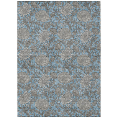 Washable Floral Indoor / Outdoor Rug