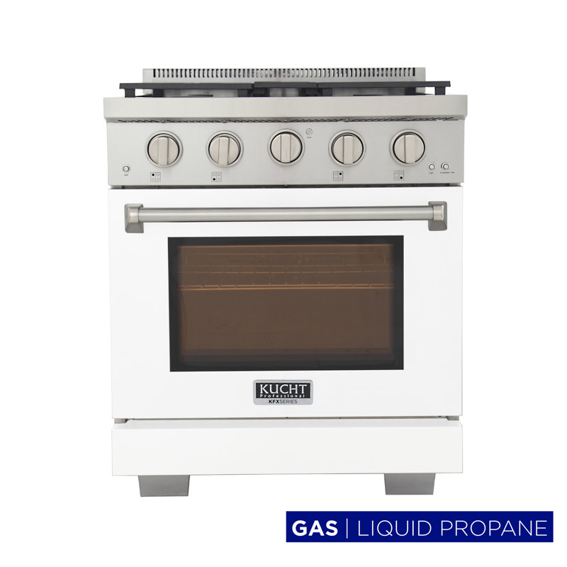 30 in. 4.2 cu. ft. Natural Gas Range and Convection Oven in Light Blue with True Simmer Burners, Liquid Propane, White